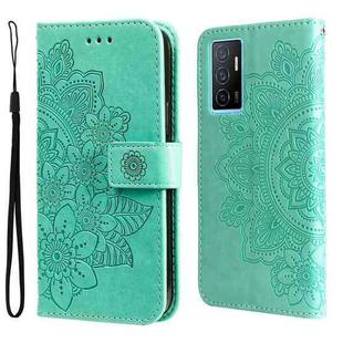 For vivo Y75 4G / S10e 7-petal Flowers Embossing Leather Phone Case(Green)
