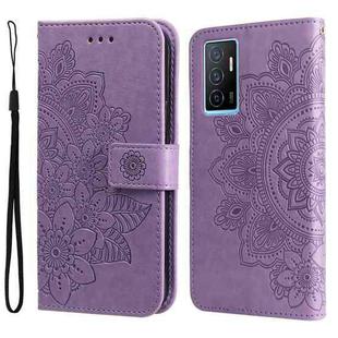For vivo Y75 4G / S10e 7-petal Flowers Embossing Leather Phone Case(Light Purple)