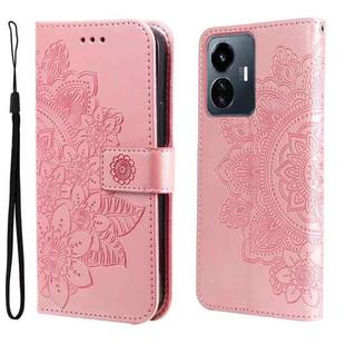 For vivo Y77 5G 7-petal Flowers Embossing Leather Phone Case(Rose Gold)