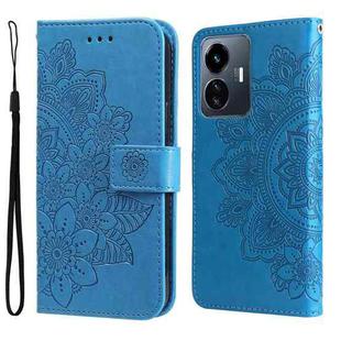 For vivo Y77 5G 7-petal Flowers Embossing Leather Phone Case(Blue)
