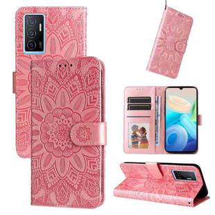 For vivo Y75 4G / S10e Embossed Sunflower Leather Phone Case(Pink)