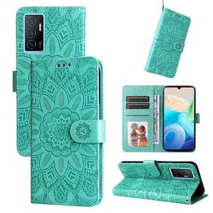 For vivo Y75 4G / S10e Embossed Sunflower Leather Phone Case(Green)