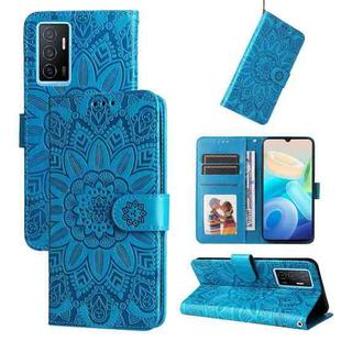For vivo Y75 4G / S10e Embossed Sunflower Leather Phone Case(Blue)