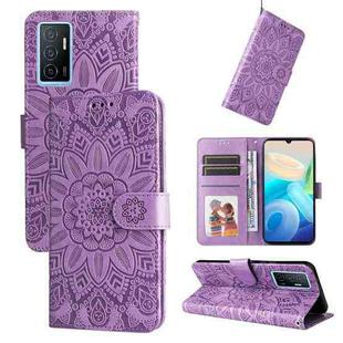 For vivo Y75 4G / S10e Embossed Sunflower Leather Phone Case(Purple)