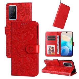 For vivo Y75 4G / S10e Embossed Sunflower Leather Phone Case(Red)