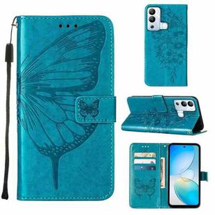 For Infinix Hot 12i X665 Embossed Butterfly Flip Leather Phone Case(Blue)