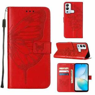 For Infinix Hot 12i X665 Embossed Butterfly Flip Leather Phone Case(Red)