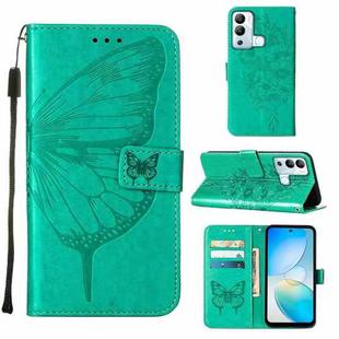 For Infinix Hot 12i X665 Embossed Butterfly Flip Leather Phone Case(Green)