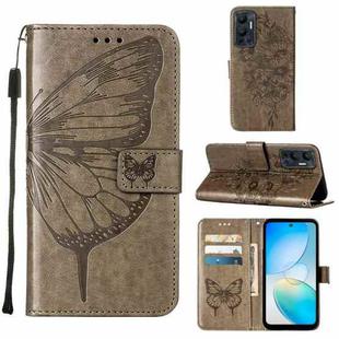 For Infinix Hot 12 X6817 Embossed Butterfly Flip Leather Phone Case(Grey)