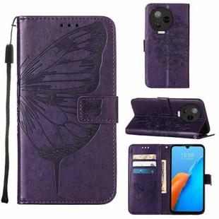 For Infinix Note 12 Pro 4G Embossed Butterfly Flip Leather Phone Case(Dark Purple)