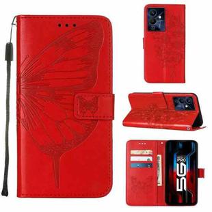 For Infinix Note 12 Pro 5G Embossed Butterfly Flip Leather Phone Case(Red)