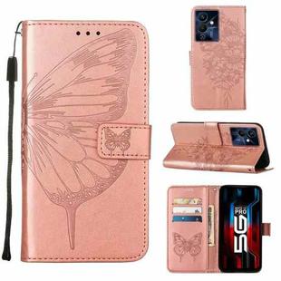 For Infinix Note 12 Pro 5G Embossed Butterfly Flip Leather Phone Case(Rose Gold)