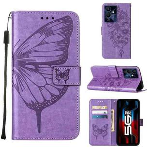 For Infinix Note 12 Pro 5G Embossed Butterfly Flip Leather Phone Case(Purple)