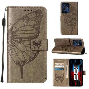For Infinix Note 12 Pro 5G Embossed Butterfly Flip Leather Phone Case(Grey)