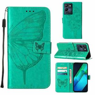 For Infinix Note 12 G96 Embossed Butterfly Flip Leather Phone Case(Green)