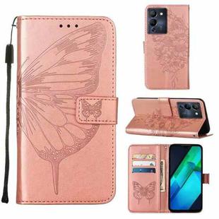 For Infinix Note 12 G96 Embossed Butterfly Flip Leather Phone Case(Rose Gold)
