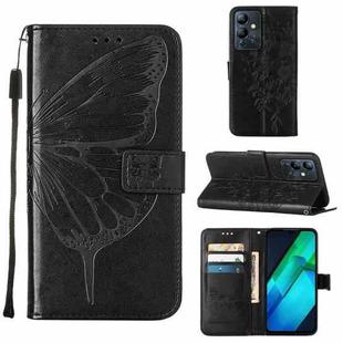 For Infinix Note 12i X6819 Embossed Butterfly Flip Leather Phone Case(Black)