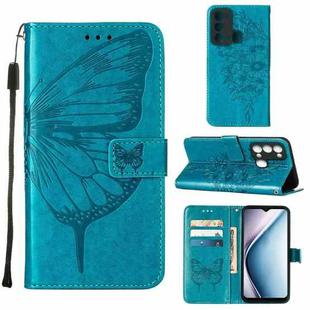 For Itel P38/S17/S1661W/Vision 3 Embossed Butterfly Flip Leather Phone Case(Blue)