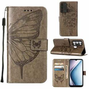 For Itel P38/S17/S1661W/Vision 3 Embossed Butterfly Flip Leather Phone Case(Grey)