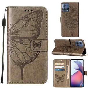 For Motorola Moto S30 Pro 5G Embossed Butterfly Flip Leather Phone Case(Grey)