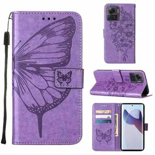 For Motorola Moto X30 Pro 5G Embossed Butterfly Flip Leather Phone Case(Purple)