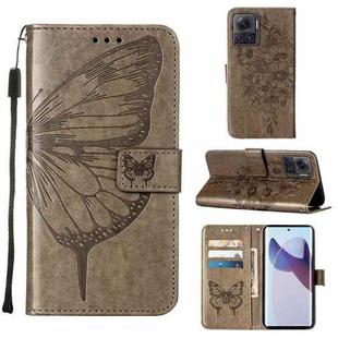 For Motorola Moto X30 Pro 5G Embossed Butterfly Flip Leather Phone Case(Grey)