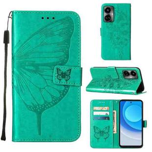 For Tecno Camon 19 Embossed Butterfly Flip Leather Phone Case(Green)