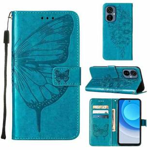 For Tecno Camon 19 NEO Embossed Butterfly Flip Leather Phone Case(Blue)