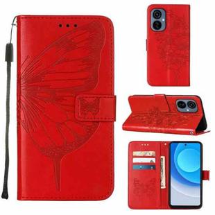 For Tecno Camon 19 NEO Embossed Butterfly Flip Leather Phone Case(Red)