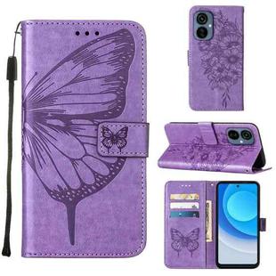 For Tecno Camon 19 NEO Embossed Butterfly Flip Leather Phone Case(Purple)