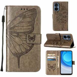 For Tecno Camon 19 NEO Embossed Butterfly Flip Leather Phone Case(Grey)