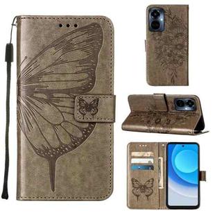 For Tecno Camon 19 Pro 5G Embossed Butterfly Flip Leather Phone Case(Grey)