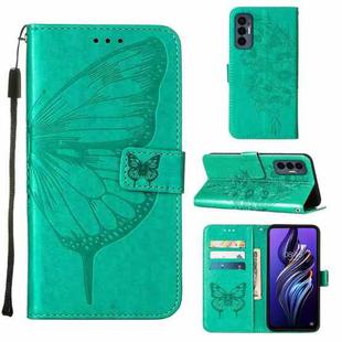 For Tecno Pova 3/LE7 Embossed Butterfly Flip Leather Phone Case(Green)