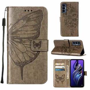 For Tecno Pova 3/LE7 Embossed Butterfly Flip Leather Phone Case(Grey)