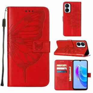 For Tecno Spark 9 Pro/Spark 9T Embossed Butterfly Flip Leather Phone Case(Red)