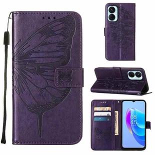 For Tecno Spark 9 Pro/Spark 9T Embossed Butterfly Flip Leather Phone Case(Dark Purple)