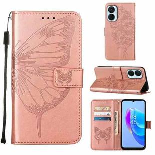 For Tecno Spark 9 Pro/Spark 9T Embossed Butterfly Flip Leather Phone Case(Rose Gold)