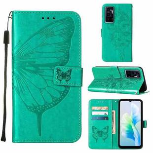 For vivo S10e 5G/V23e 4G/V23E 5G/Y75 4G Embossed Butterfly Flip Leather Phone Case(Green)