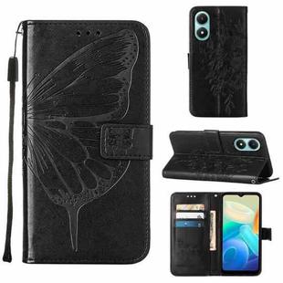 For vivo Y02S Embossed Butterfly Flip Leather Phone Case(Black)