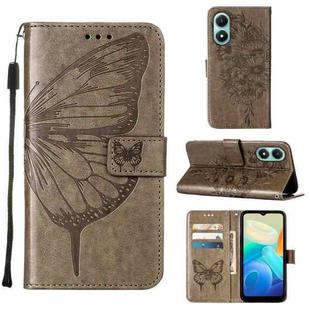 For vivo Y02S Embossed Butterfly Flip Leather Phone Case(Grey)