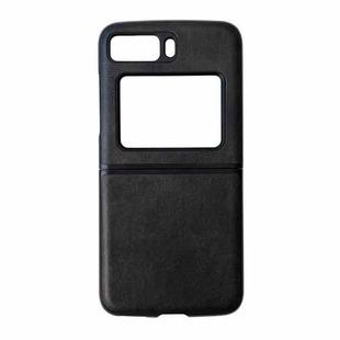 For Motorola Moto Razr 2022 Two-color Cowhide Texture Top-grain Leather Phone Case(Black)