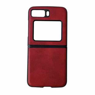 For Motorola Moto Razr 2022 Two-color Cowhide Texture Top-grain Leather Phone Case(Red)