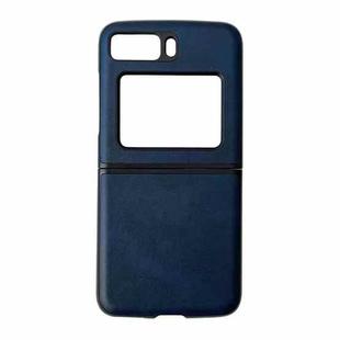 For Motorola Moto Razr 2022 Two-color Cowhide Texture Top-grain Leather Phone Case(Blue)