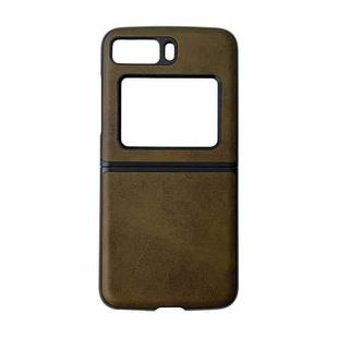 For Motorola Moto Razr 2022 Two-color Cowhide Texture Top-grain Leather Phone Case(Green)