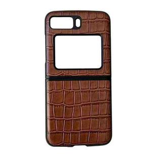 For Motorola Moto Razr 2022 Crocodile Texture Genuine Leather Phone Case(Brown)