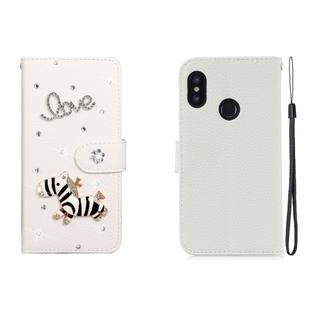For Xiaomi Redmi 6 Pro Horizontal Flip Solid Color Rhinestones Leather Case with Card Slot & Wallet & Holder(Trojan)