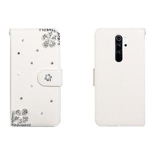 For Xiaomi Redmi Note 8 Pro Horizontal Flip Solid Color Rhinestones Leather Case with Card Slot & Wallet & Holder(Diagonal Flower)