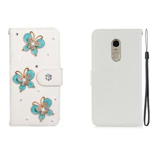 For Xiaomi Redmi Note 4 Horizontal Flip Solid Color Rhinestones Leather Case with Card Slot & Wallet & Holder(Three Butterflies)