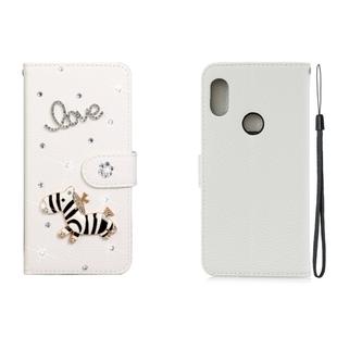For Xiaomi Redmi Note 6 Horizontal Flip Solid Color Rhinestones Leather Case with Card Slot & Wallet & Holder(Trojan)