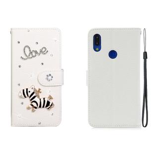 For Xiaomi Redmi Note 7 Horizontal Flip Solid Color Rhinestones Leather Case with Card Slot & Wallet & Holder(Trojan)